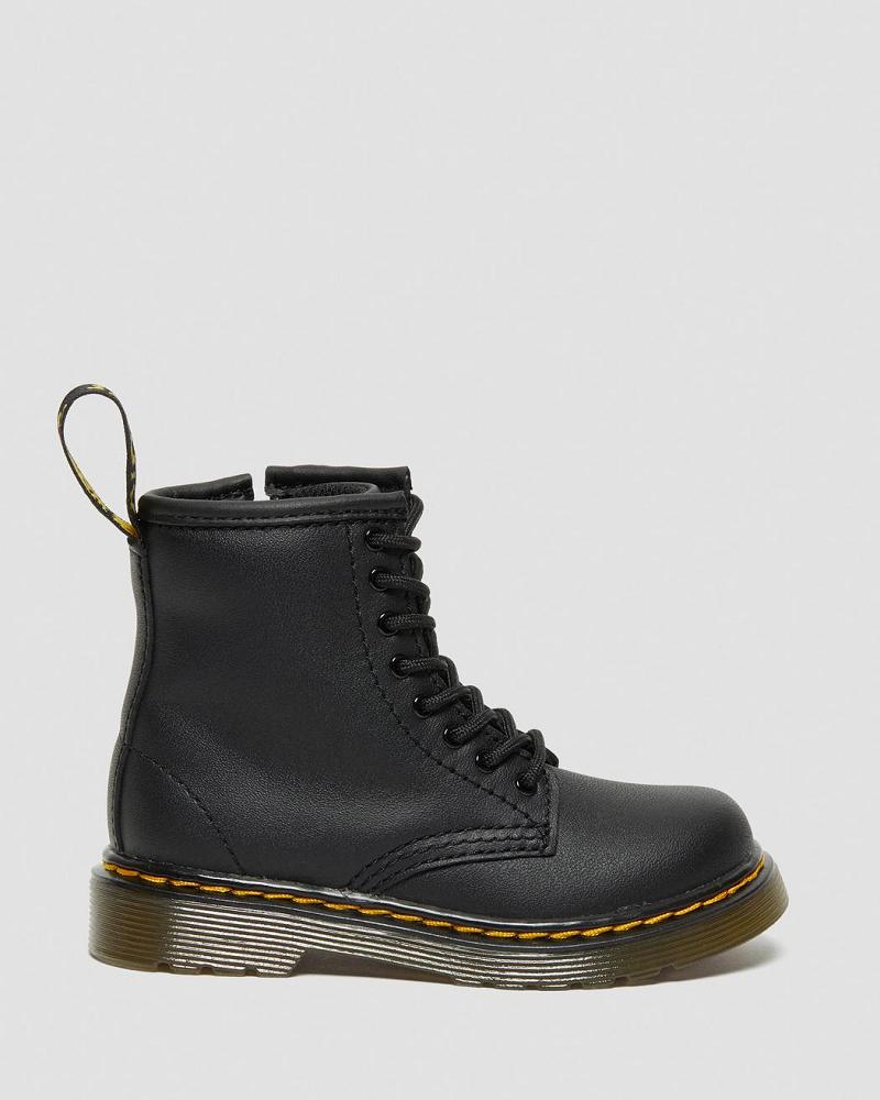 Kids' Dr Martens Toddler 1460 Softy T Leather Lace Up Boots Black | AU 705PJJ